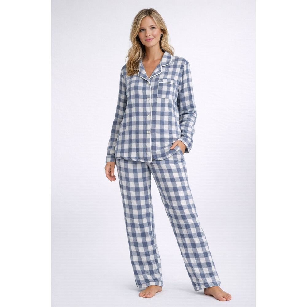 Jaclyn New York Women's Blue White‎ Gingham Pajama Set Sleepwear Small
